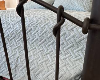 Black Wrought Iron Bed Frame with Twisted Accents