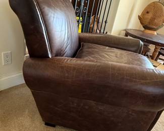 Pottery Barn Manhattan Roll Arm Leather Chair