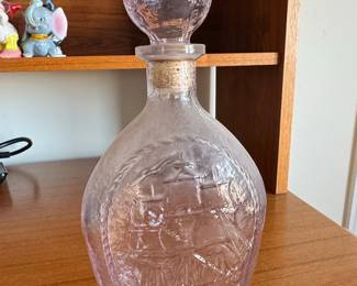 Courage Whiskey "Tall Ship" Embossed Lavender Glass Decanter