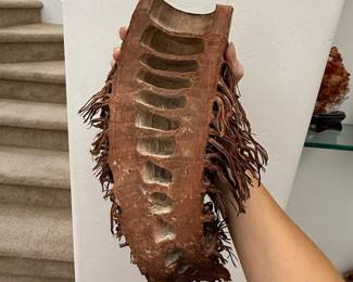 Carved Bamboo Root Mask with Fibrous Beard