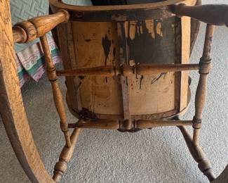 Antique Quartersawn Oak Spindle Back Rocking Chair with Carved Crest Rail