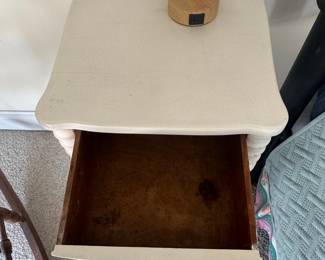 White "Tate" Style Single-Drawer Side Table with Shelf