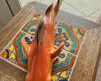 Glazed Ceramic Fish Figurine Planter