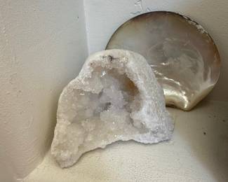 Natural Geode Half and Mother of Pearl Shell