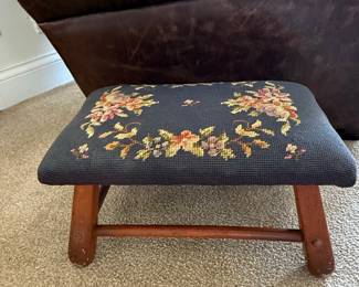 Vintage Needlepoint Footstool