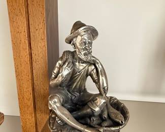Silver-Plated Figurine of a Fisherman with Fish