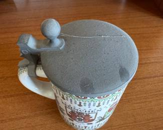 Vintage German Beer Stein with Oberammergau and München Imagery