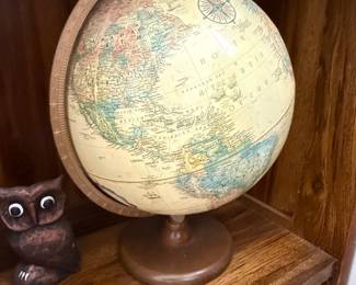 Vintage Replogle World Classic Globe with Wooden Stand