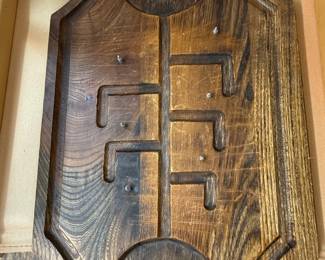 Vintage Wooden Maze Game Board with Metal Accents