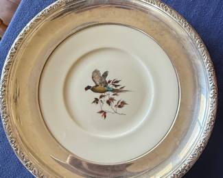 Frank N. Whiting "Pheasant" Sterling Silver Overlay Plate