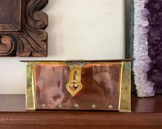 Vintage Arts and Crafts Copper and Brass Hinged Box