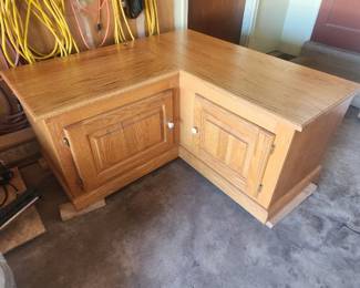 Oak corner cabinet unit