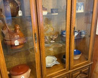 China Cabinet and Vintage Pottery