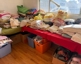 Vintage Linens, Yarn and Shoes