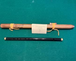 Large wooden natural flute black plastic FIFE