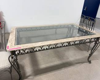 Marble table-some damage to two corners. Extremely heavy.