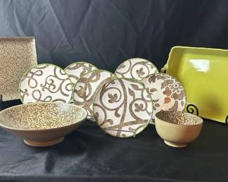 Southern Living dessert plates, casserole dish, platter, cup and bowl