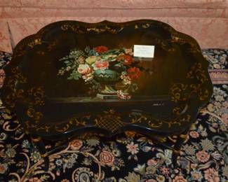 Hand Painted Lacquered Wood Tray Table