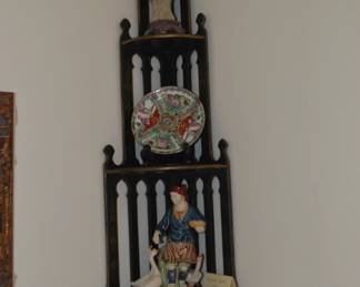 Maitland Smith wall shelf green leather