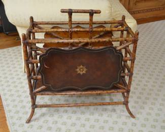 Maitland Smith Leather and Bamboo Newstand