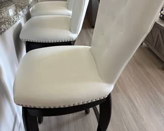 (4 Stools) 26 inch contemporary faux, leather black-and-white barstools
