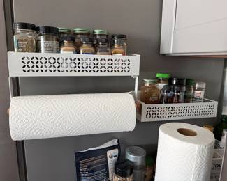 Magnetic spice racks with paper towel holder