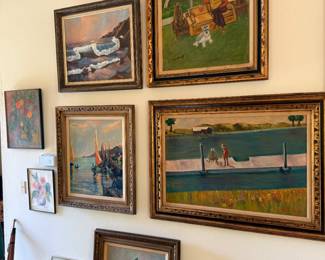 Our other equally intriguing gallery wall of original art...most from the 60s