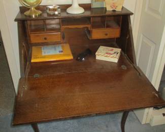 Vintage Tiger Oak Drop Front Secretary 