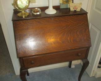 Vintage Tiger Oak Drop Front Secretary 