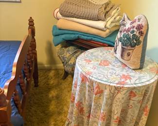 . . . accent table and linens