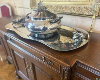 . . . large silver tray and tureen
