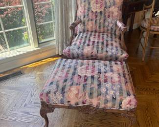 . . . matching ball-and-claw accent chair and ottoman