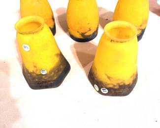 5 Muller Freres mottled glass lampshades