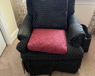 Blue upholstered armchair