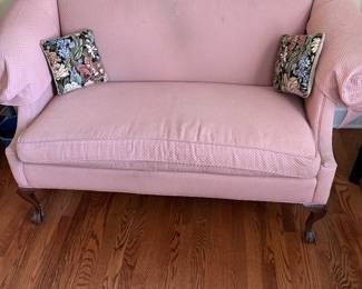 Camelback Sofa, Chippendale style with claw and ball feet