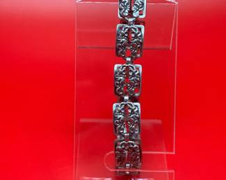 Sterling Silver Floral Panel Bracelet