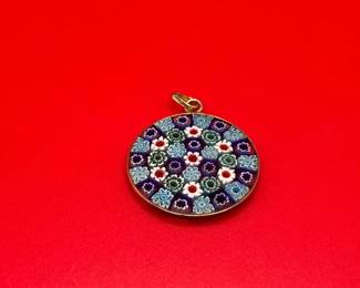 Vintage Sterling Silver Murano Glass Pendant
