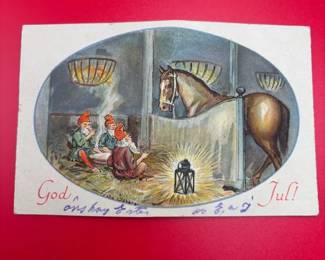 Vintage Swedish Christmas Postcard God Jul