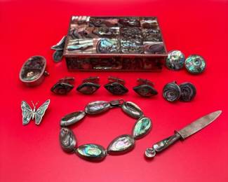 Vintage Mexico Sterling Silver And Abalone Shell Collection