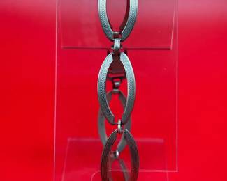 6.5 Sterling Silver Textured Oval Link Bracelet
