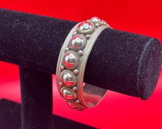 Antique Siam Sterling Silver Cuff Bracelet