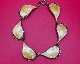 Stunning Vintage Enamel Sterling Silver Bracelet