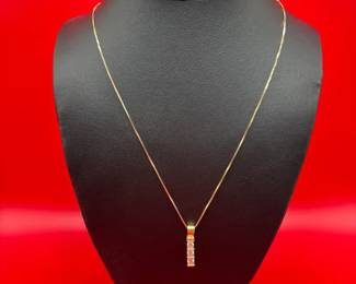 14K Diamond Pendant On 20 14K Box Chain