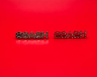 2 Silver Tone COACH Rhinestone Handbag Charms