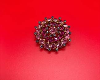 Vintage Pot Metal Rhinestone Brooch