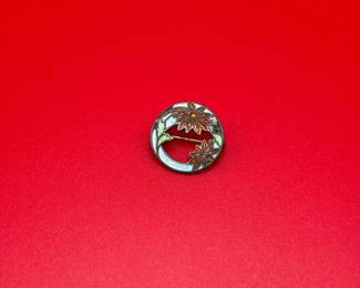 Vintage Petite Sterling Silver Enamel Brooch