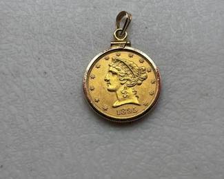 1895 Liberty Head $5 Gold Coin Pendant