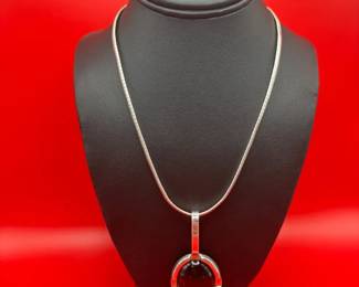 Sterling Silver Pendant On 18 Sterling Herringbone Necklace