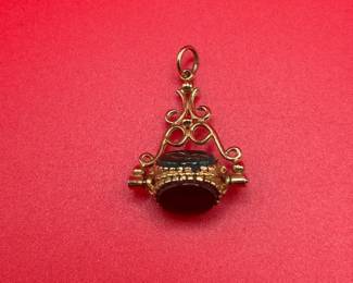 Vintage 9ct Yellow Gold Stone Swivel Pendant