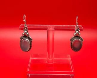 Sterling Silver Gemstone Dangle Earrings